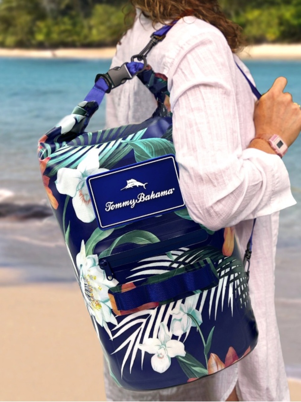 Tommy Bahama Navy Floral Waterproof Dry Bag